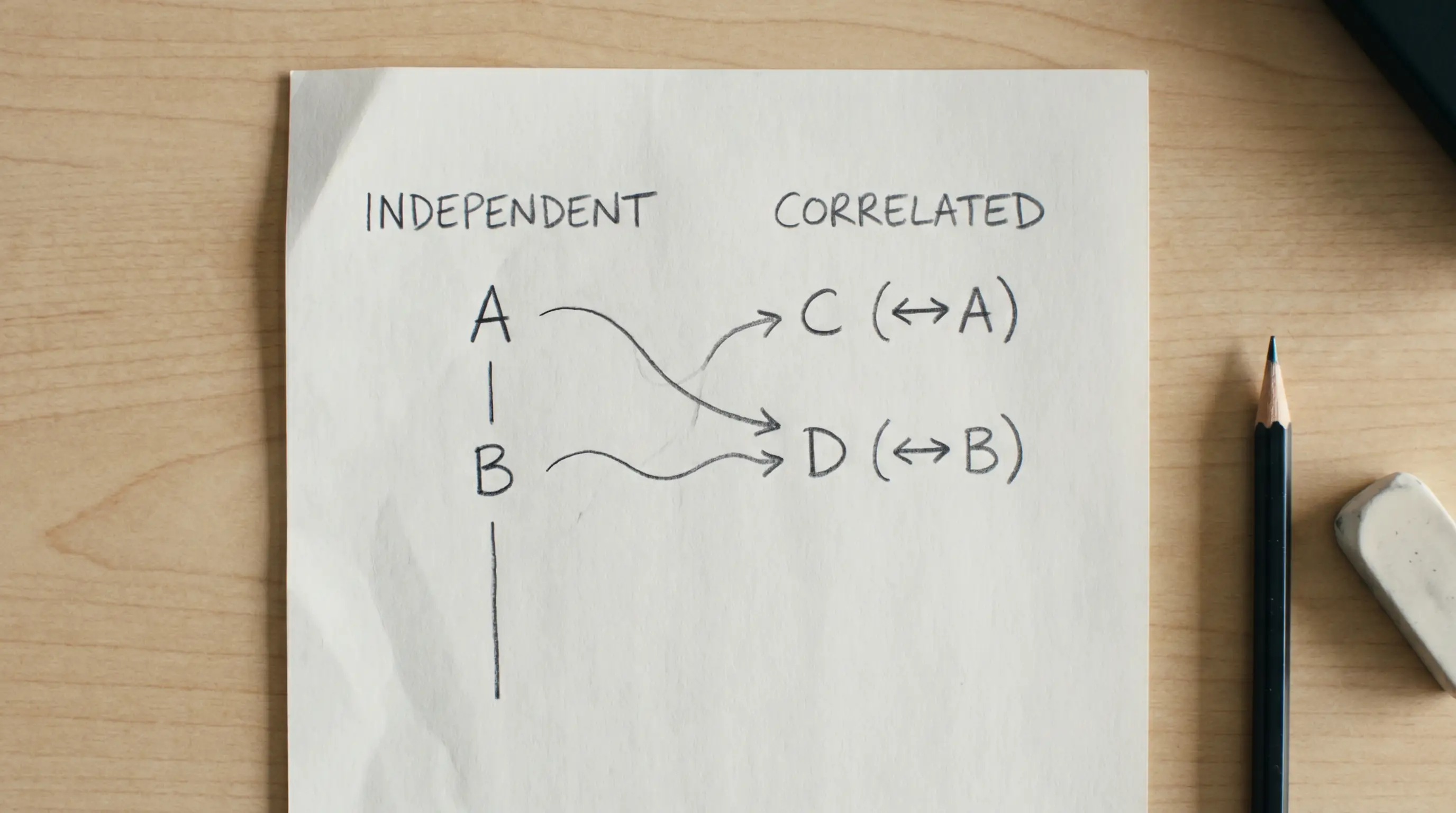 Simple diagram showing independent versus correlated golf betting markets