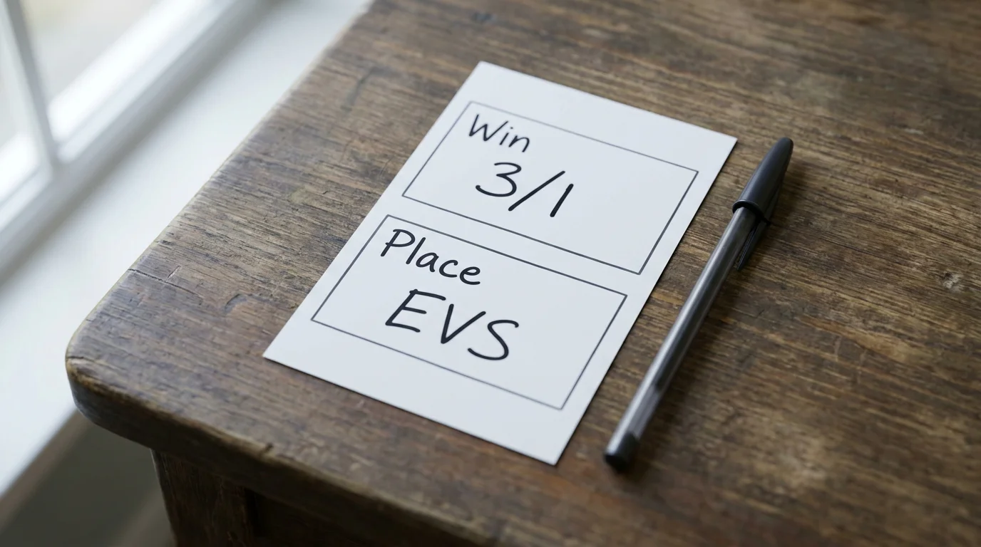 Annotated betting slip showing win and place parts of an each-way golf wager