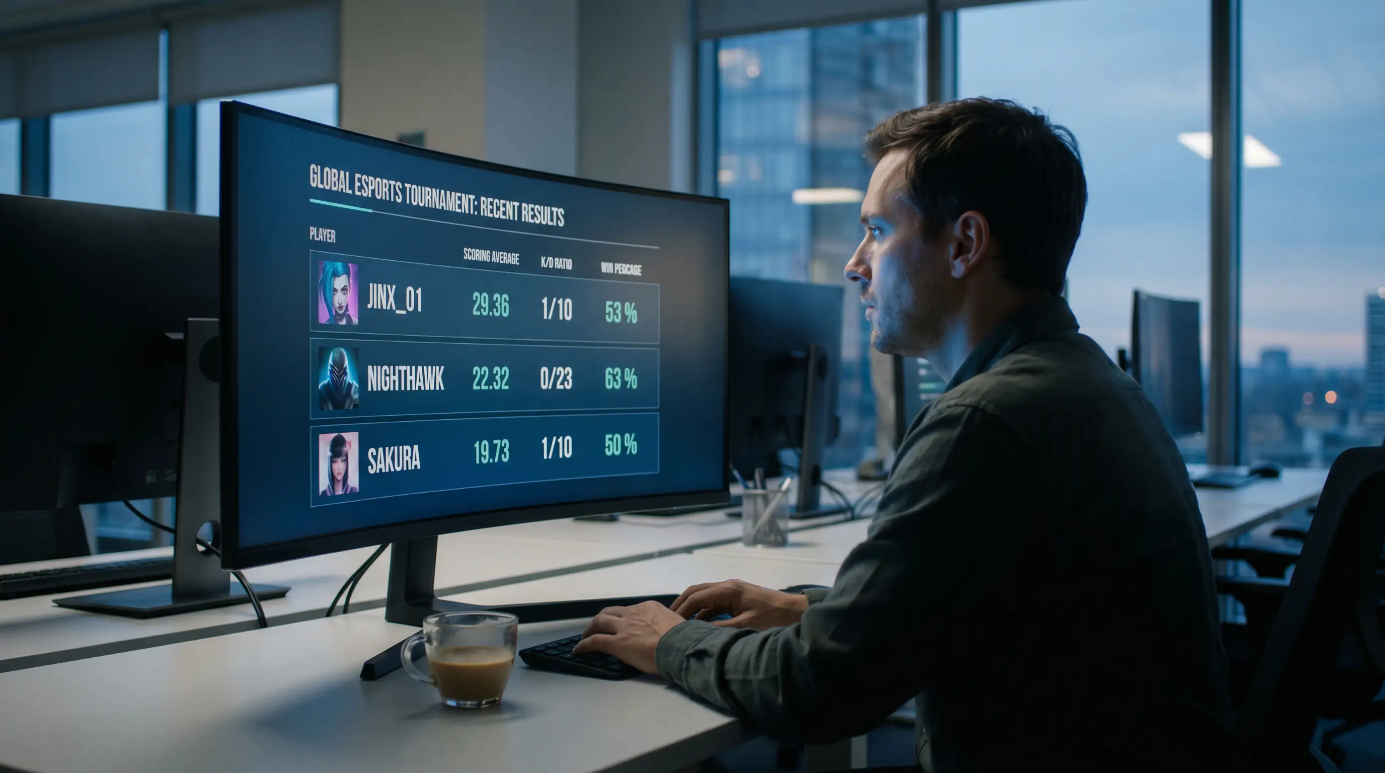 Person reviewing a golfer's recent form statistics on a monitor before building an SGP