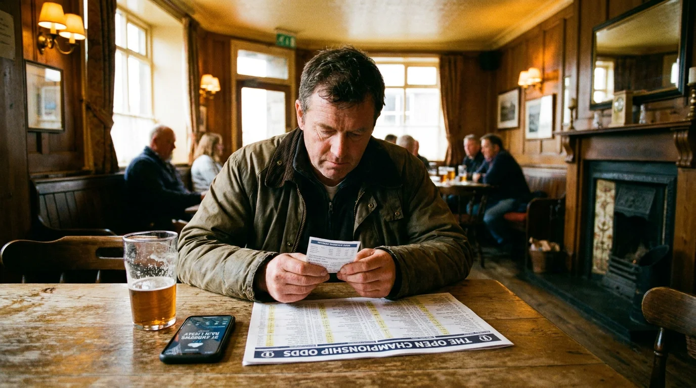 Punter studying each-way terms and place payouts for The Open Championship